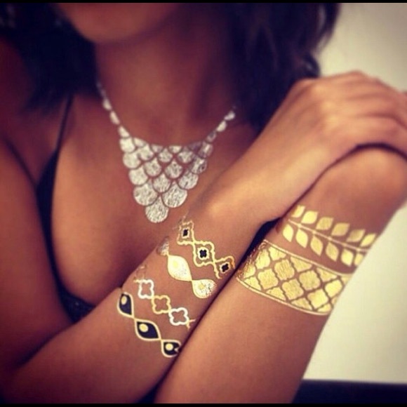 4 Sheets Boho Festival Temporary Metallic Flash Tattoos - Picture 10 of 16